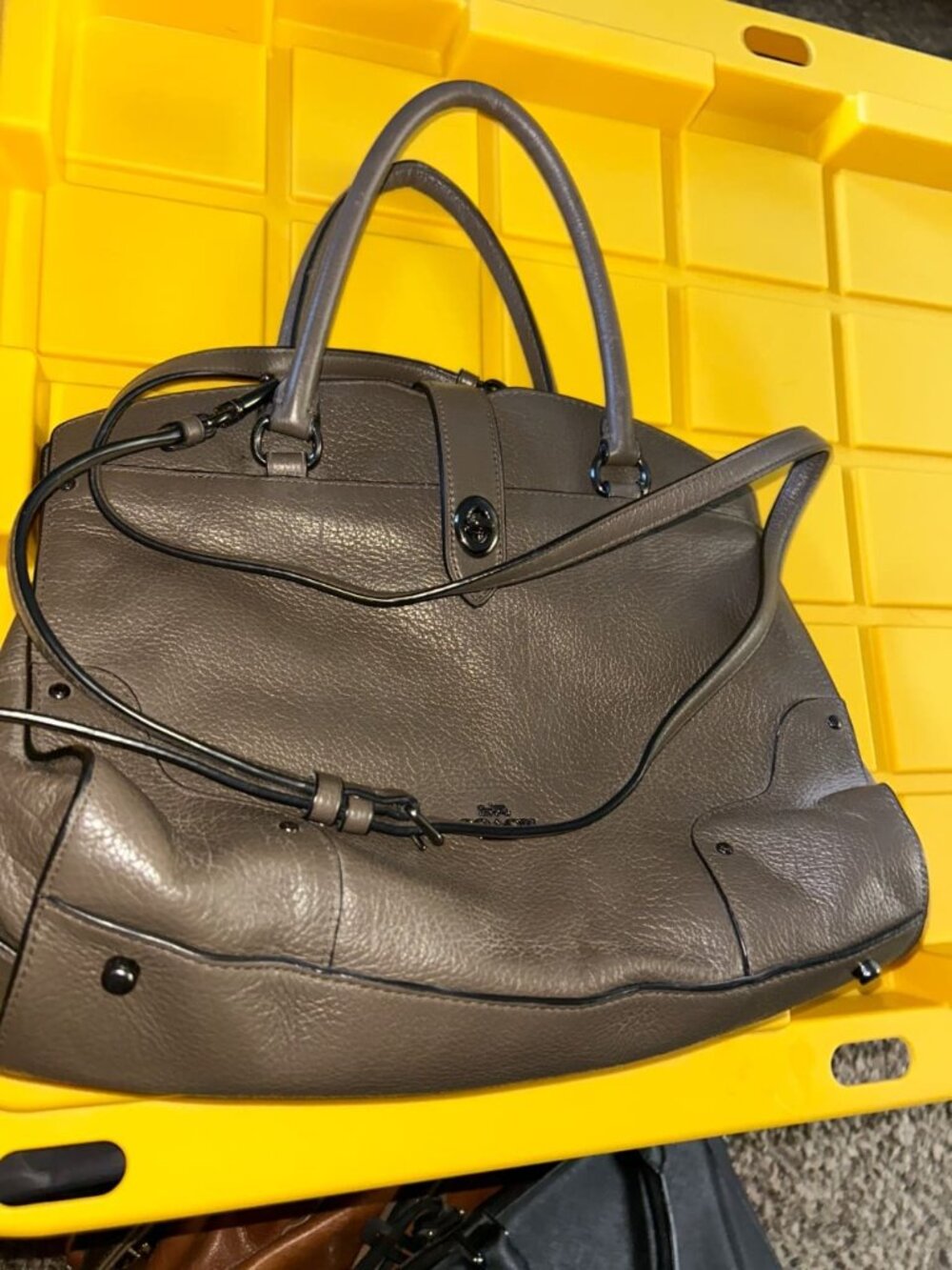 Coach Mercer Satchel 30 Fog / Taupe Grey with gunmetal hardware Good